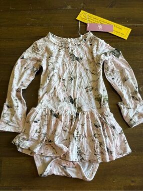 Little Bum Bums Baby Bodysuit Long Sleeve Roses Skirt Dress Bamboo 3-6 Months